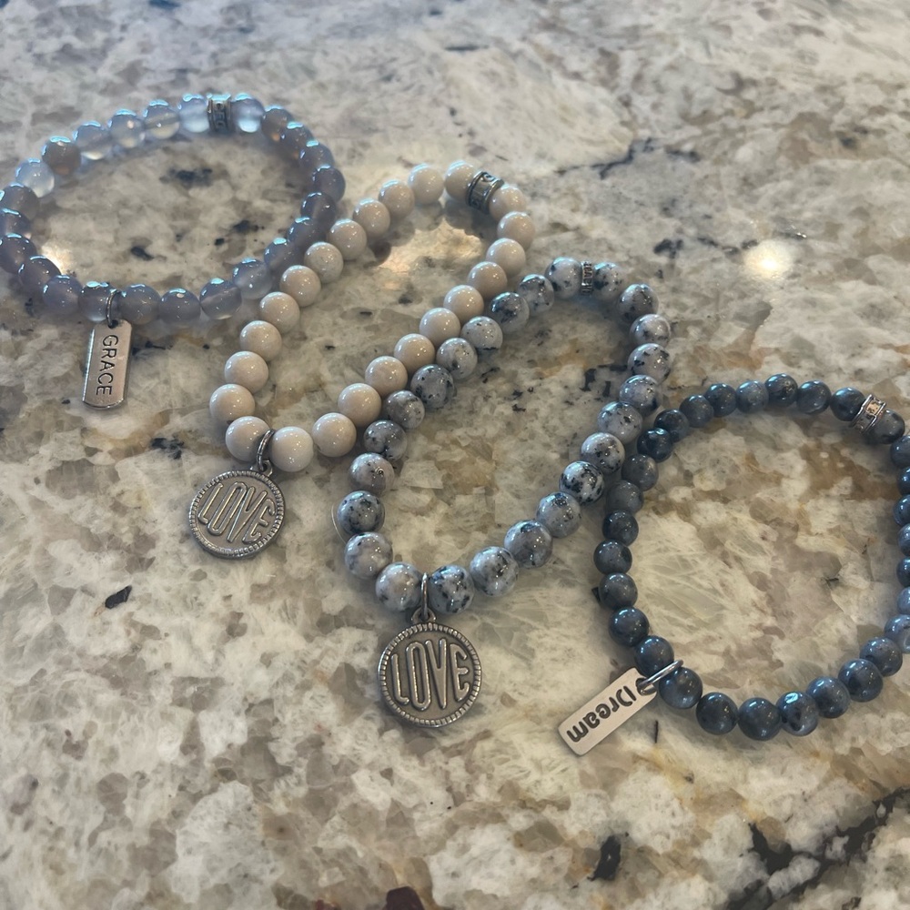 Chavez for Charity Beaded Bracelets Love Dream Grace Stackable Neutrals Boho